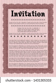 Red Formal invitation. Vector illustration. Easy to print. Nice design. 