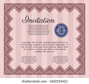 Red Formal invitation. Vector illustration. Easy to print. Lovely design. 