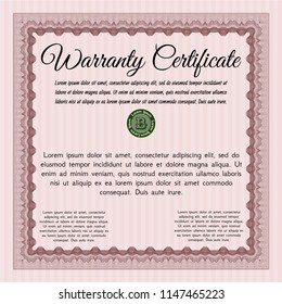 Red Formal Warranty Certificate template. Easy to print. Customizable, Easy to edit and change colors. Lovely design. 