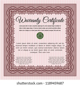 Red Retro Warranty Certificate Template Modern Stock Vector (Royalty ...