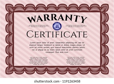 Red Formal Warranty Certificate Template Sophisticated Stock Vector ...