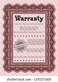 Red Formal Warranty Certificate template. Lovely design. With guilloche pattern and background. Customizable, Easy to edit and change colors. 