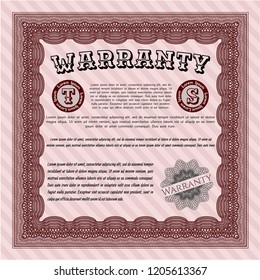Red Formal Warranty Certificate template. Customizable, Easy to edit and change colors. With background. Lovely design. 
