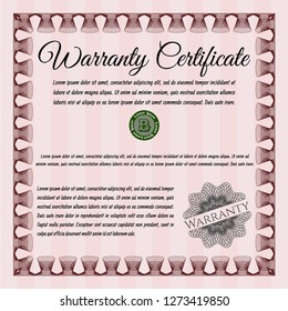 Red Formal Warranty Certificate template. Printer friendly. Excellent design. Customizable, Easy to edit and change colors. 