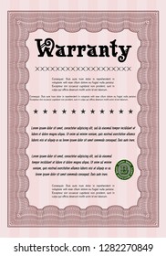 Red Formal Warranty Certificate Template Cordial Stock Vector (Royalty ...