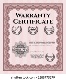 Red Formal Warranty Certificate template. With guilloche pattern and background. Customizable, Easy to edit and change colors. Money Pattern design. 