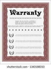 Red Formal Warranty Certificate template. Customizable, Easy to edit and change colors. With great quality guilloche pattern. Retro design. 