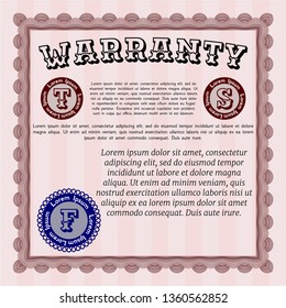 Red Formal Warranty Certificate template. Easy to print. Sophisticated design. Detailed. 