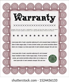 Red Formal Warranty Certificate template. Perfect design. With complex linear background. Customizable, Easy to edit and change colors. 