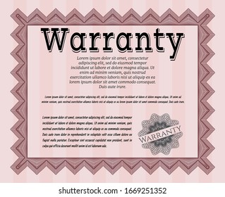 Red Formal Warranty Certificate template. With guilloche pattern. Detailed. Beauty design. 