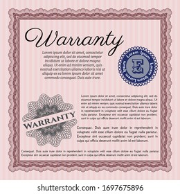 Red Formal Warranty Certificate template. With complex background. Elegant design. Customizable, Easy to edit and change colors. 