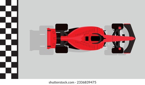 Red formula car. F1 landscape. Speed racing tournament. Formula One championship. Motorsport concept. Vector Illustration isolated on background. Poster design