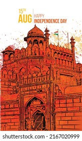 Red Fort background for 15 August India independence day concept