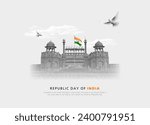 Red Fort background for 26 January happy Republic Day of India.