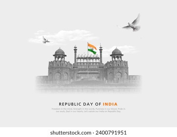 Red Fort background for 26 January happy Republic Day of India.