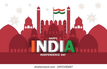 Red fort background India happy independence day celebration with famous monument of India