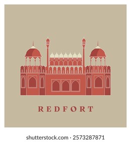 Red Fort Delhi flat illustration style