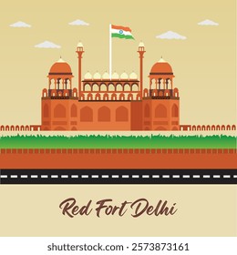 Red Fort Delhi India Vector. 