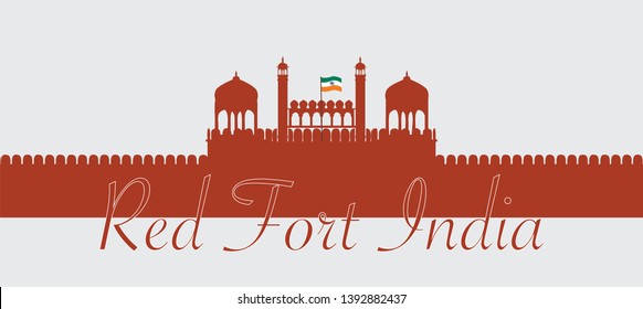 red fort India with Flag