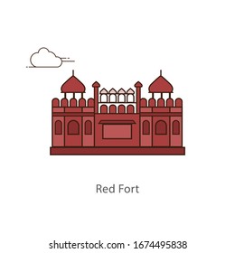 Red Fort minimal vector illustration in white background