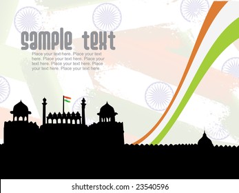 red fort silhouette in delhi on independence day background