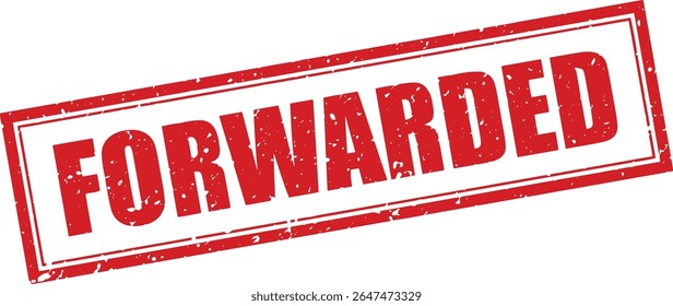 Red Forwarded Rubber Stamp Word Text Written in Grunge Vector in Double Sharp Border, Vintage, Transparent Background