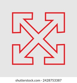 Red Four arrow outline style icon. four arrow icon design vector isolated. Vector illustration. Eps file 445.