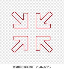 Rot Vier konvergierende Pfeile Symbolvektor. Vektorgrafik. EPS-Datei 450.