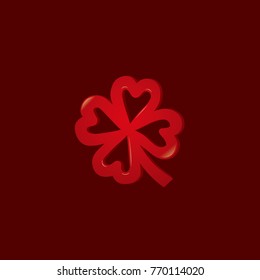 Red four-leaf clover vector image