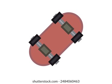 Red four-wheeled skateboard on white background