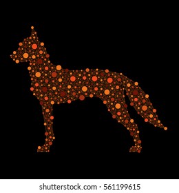 Red Fox. Abstract animal silhouette of a spider web on a black background