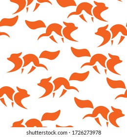 red fox, animal, fashion flat design vector seamless pattern on white background. Concept for wallpaper, wrapping paper, cards 