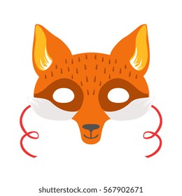 Red Fox Animal Head Mask, Kids Carnival Disguise Costume Element