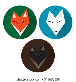 Red Fox, Arctic Fox, Brown Fox. Vector Illustration