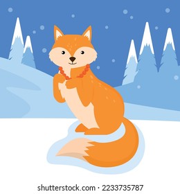 red fox with red beads