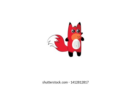 red fox with a big tail. cute fox. - vector
