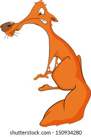 Red fox . Cartoon 