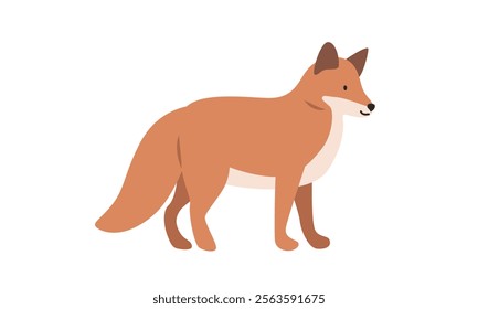 Red fox cartoon clipart. Fox vector illustration in flat style. Hand-drawn wild animal concept