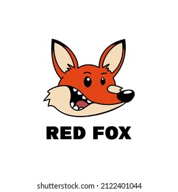 red fox cartoon design element for logo, poster, card, banner, emblem, t shirt. Vector illustration