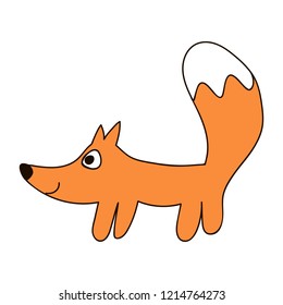 Red fox. Childish cartoon forest wild animal. Lovely childish animal in cartoon style. Can be used for wallpapers, pattern, backgrounds surface textures