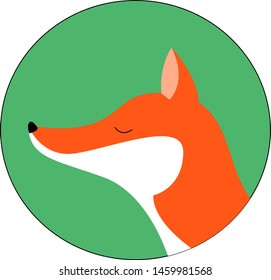 Red fox with closed eyes, illustration, vector on white background.