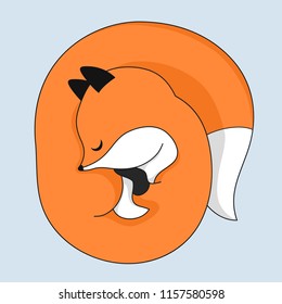 Red fox cute sleep animal for kids fashion print for t-shirts and bags, birthday cards and posters