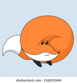 Red fox cute sleep animal for kids fashion print for t-shirts and bags, birthday cards and posters