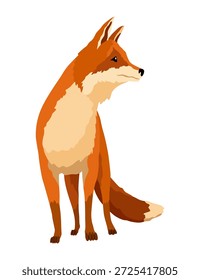 Raposa vermelha. Personagem engraçado, predador de mamíferos da floresta. Animal de floresta de desenhos animados, mamífero com emoção fofa no rosto. Raposa-laranja, animal selvagem, isolado sobre fundo branco