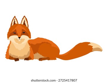 Zorro rojo. Personaje divertido, depredador de mamíferos del bosque. Animal de bosque de la historieta, mamífero con la emoción linda en cara. Zorro anaranjado, animal salvaje, aislado en el fondo blanco