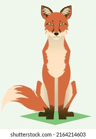 Red fox in geometric art style. Animal with slightly cubistic patterns.