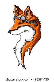 red fox in glasses portrait
