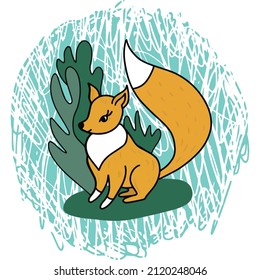 A red fox in the grass. Fox vector. Fox in the forest