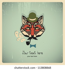 Red Fox head card design. vector illustration