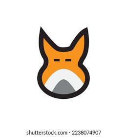 red fox head illustration vector simple.